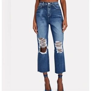 L’Agence Adele High Rise Cropped Distressed in Newberry Medium Wash Size 30